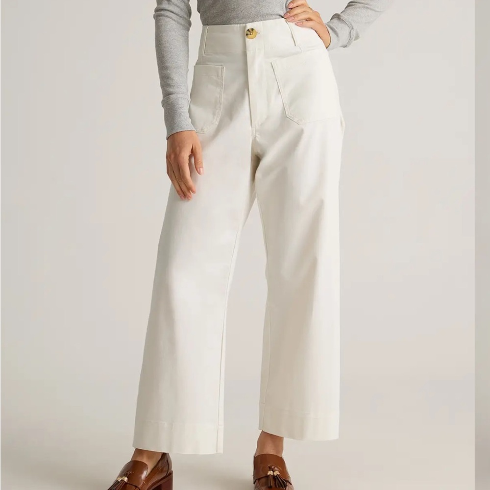 Quince High-Rise Wide Leg white Trousers